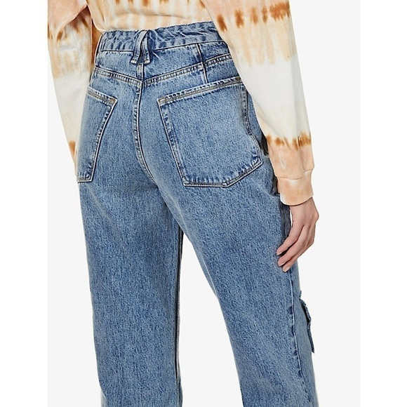 NWT GOOD AMERICAN 90s High Waist Distressed Denim Ripped Knee Ankle Crop Jean 28 - Picture 7 of 9